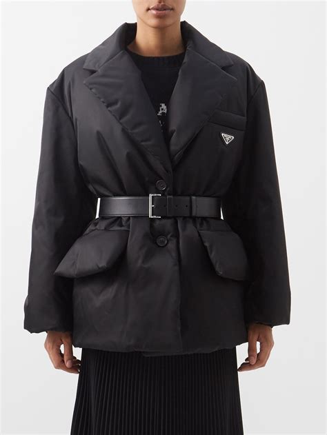 prada belted padded jacket